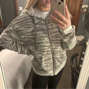 Gray Zebra Print Zip-Up